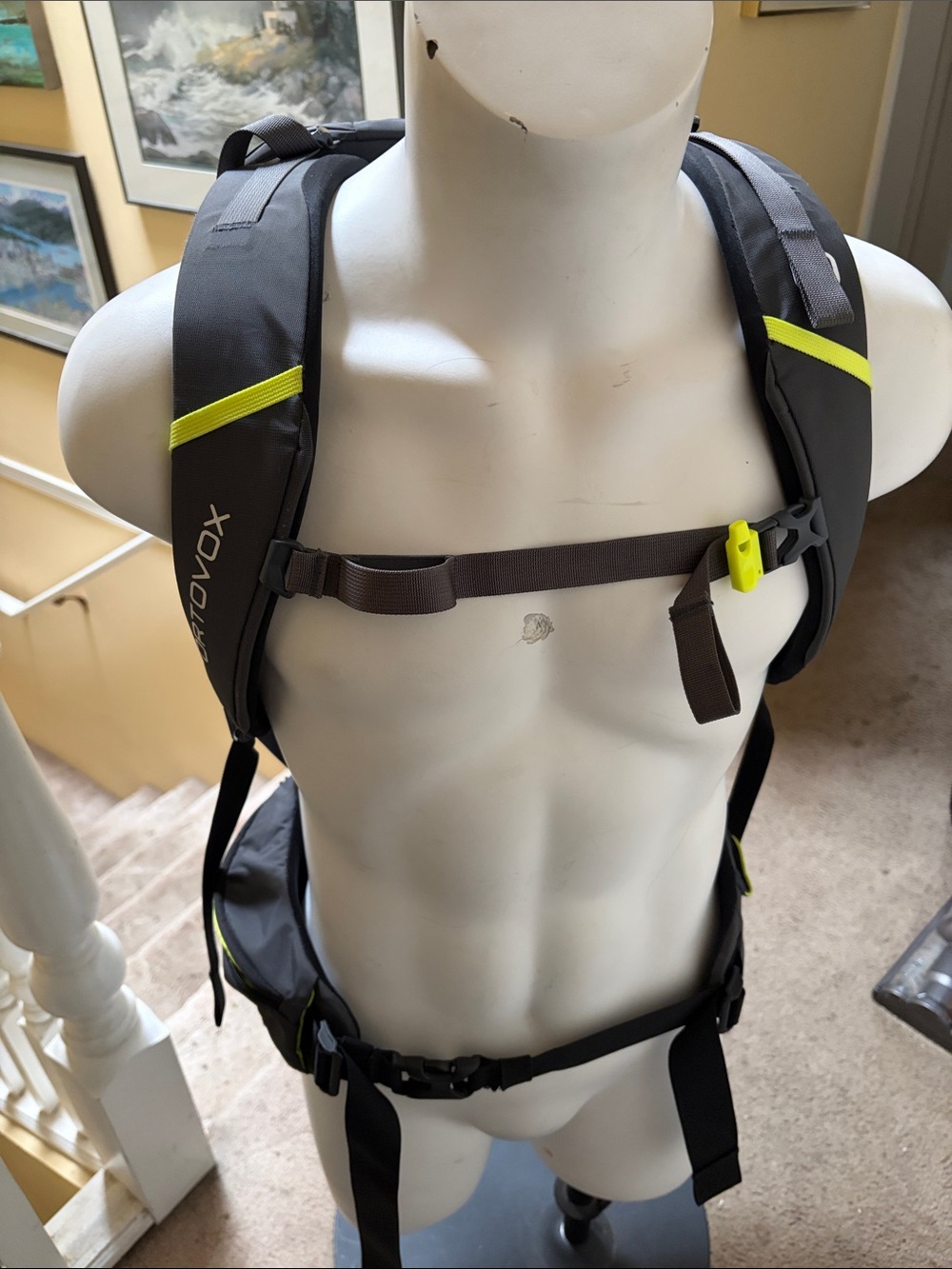 ORTOVOX Gray Backpack with Neon Yellow
